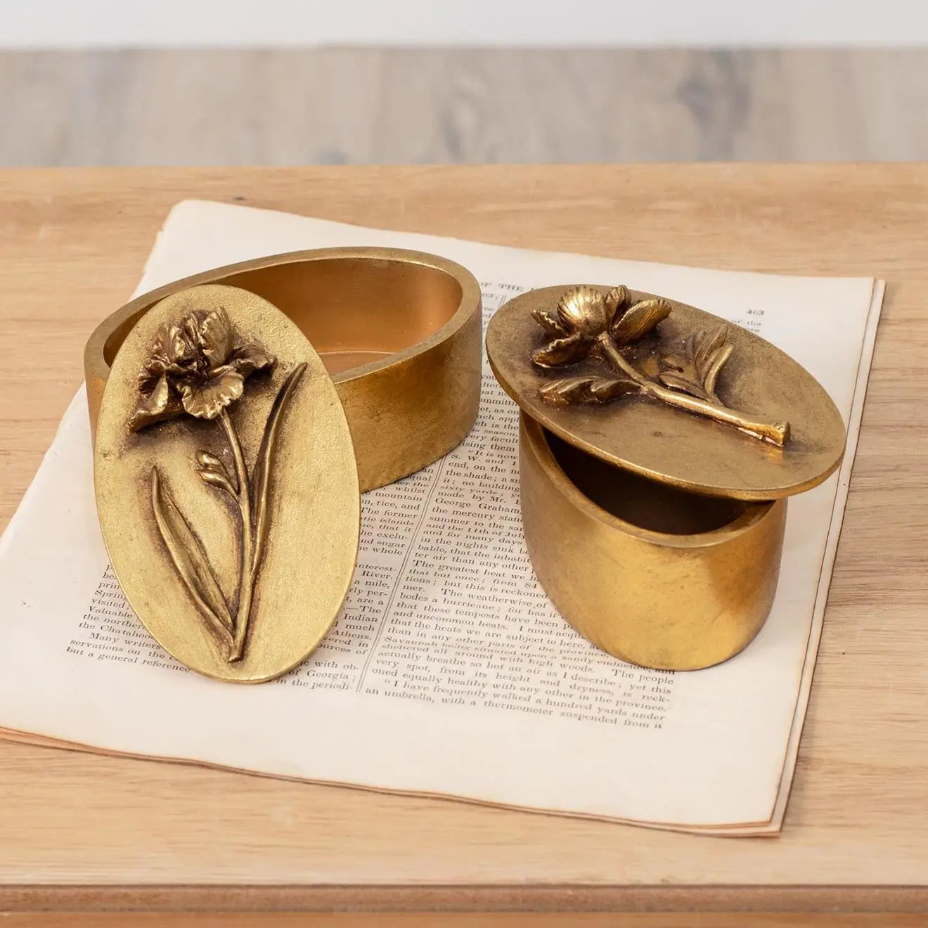 Floral Brass Trinket Box