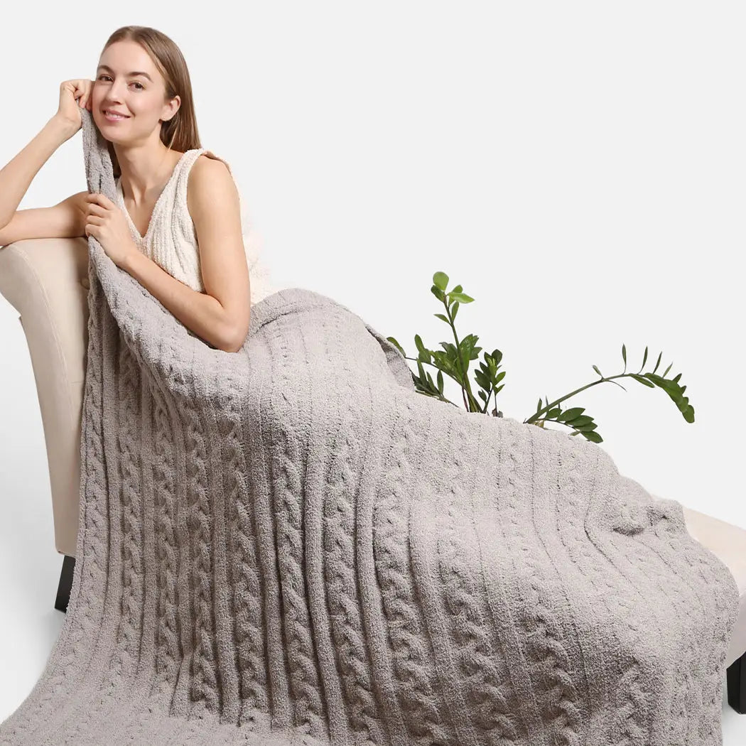 Gray Cableknit Throw