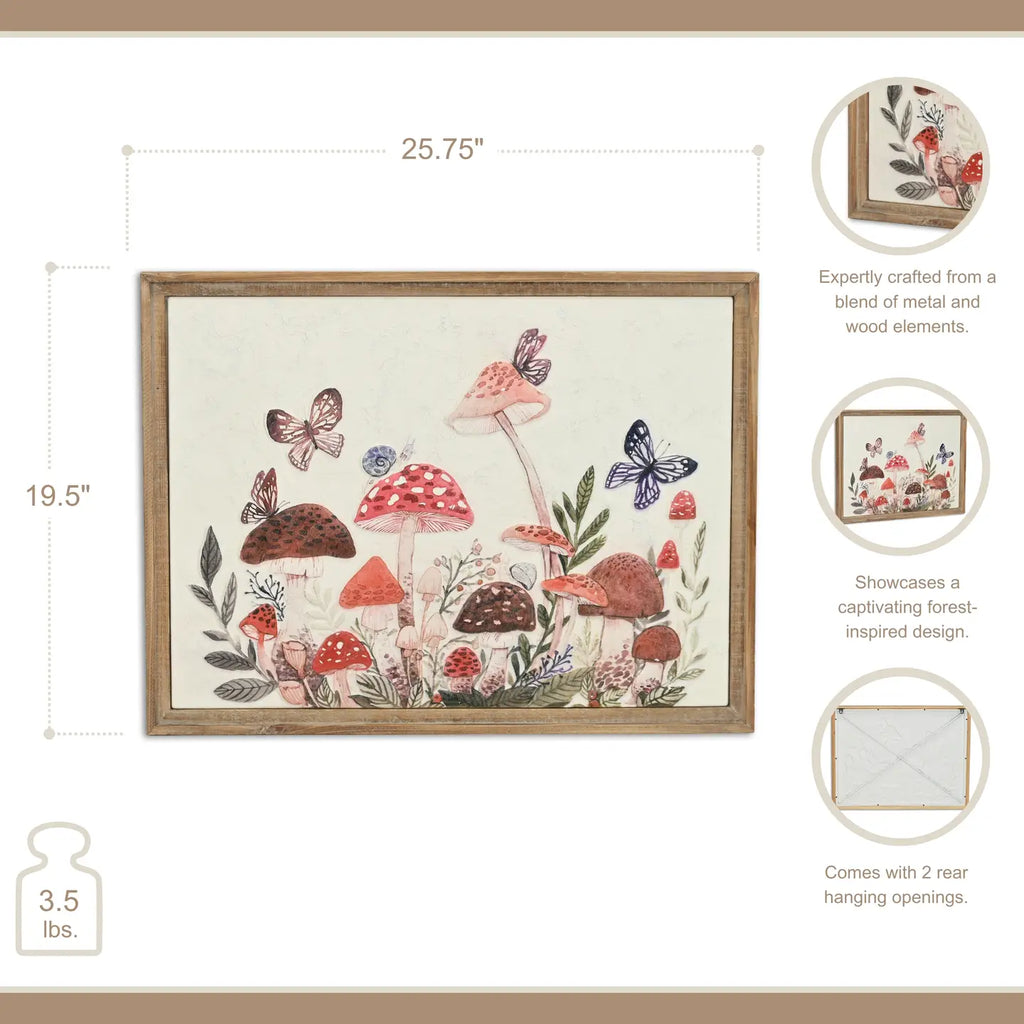 Colorful Forest Mushroom Metal Wall Art