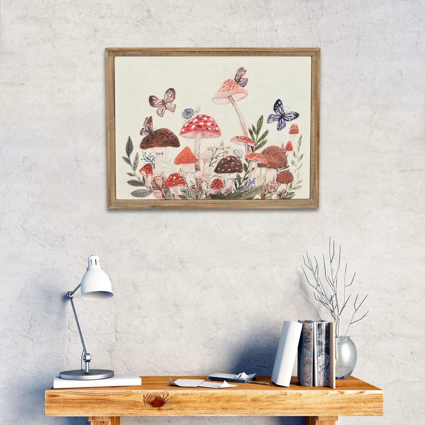 Colorful Forest Mushroom Metal Wall Art