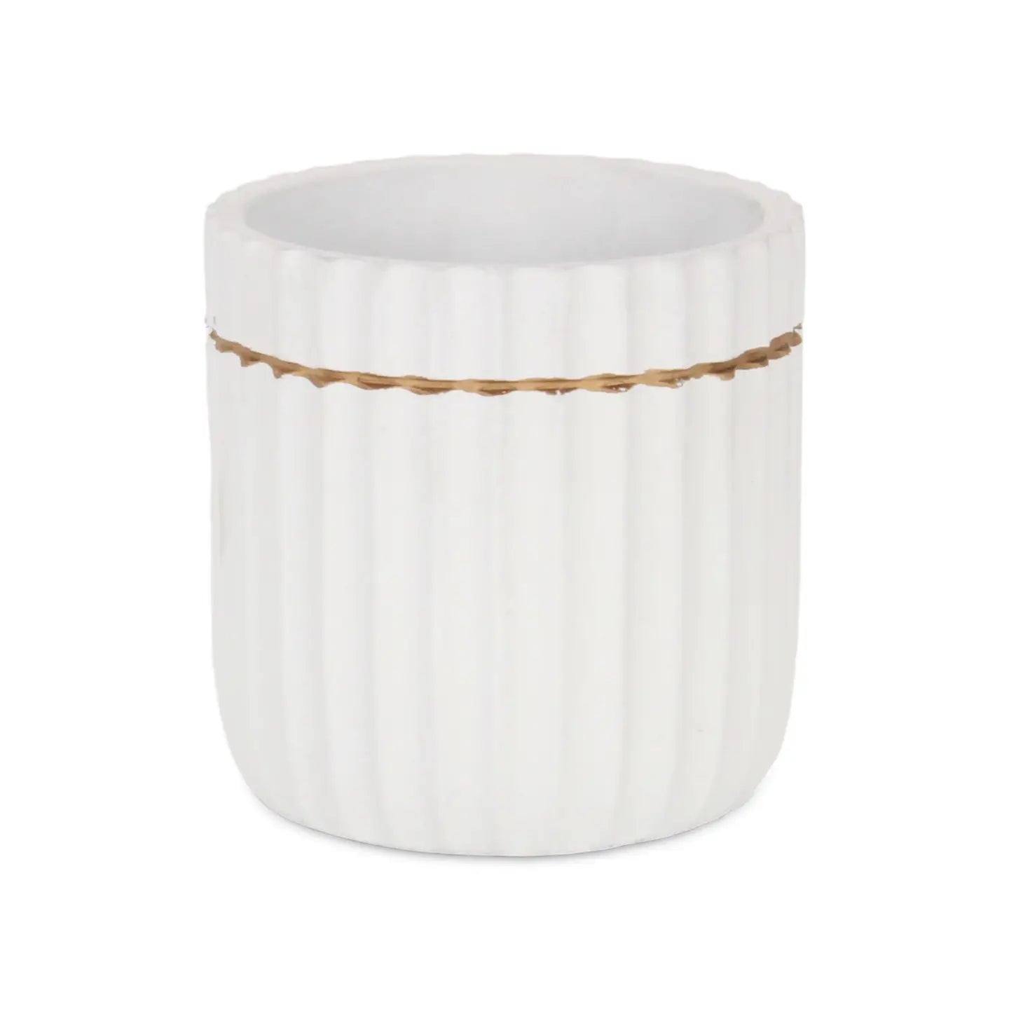 Small Aurine Gold Trimmed Ridged Ceramic Pot